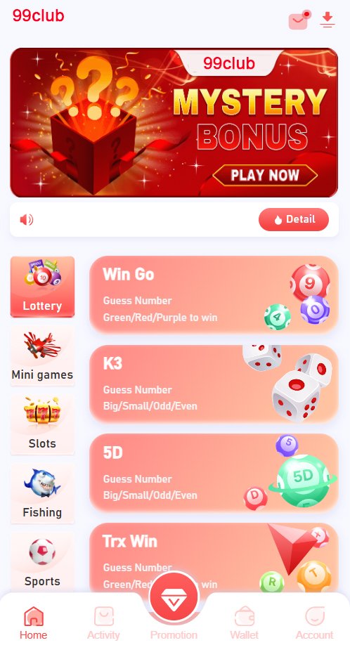 Screenshot showing the 99club game interface with betting options.